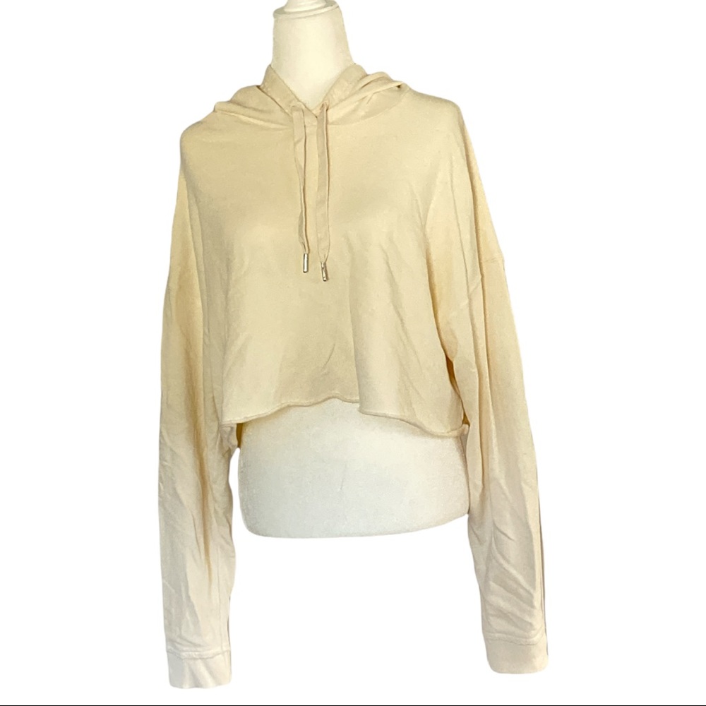 Taylor Hill By Joe’s Jeans Women’s Crop Pullover Hoodie Ivory Size Large
